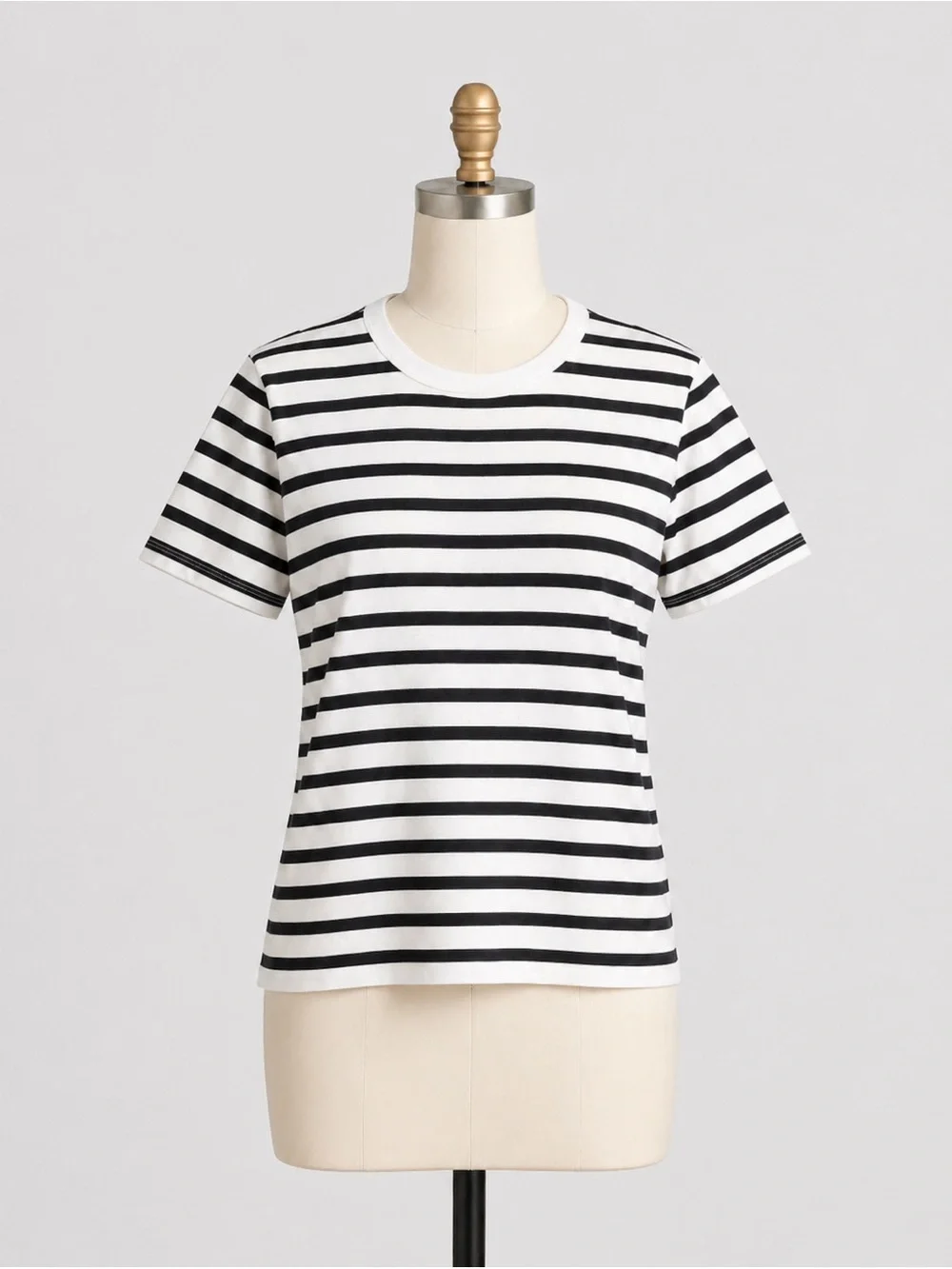 Madewell women’s The Perfect Crewneck Tee Jersey black white stripe Size M NWT